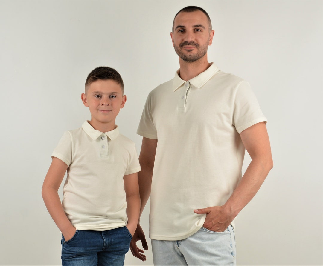 Matching Polo Shirts for Father Son, Dad and Me Ecru Polo Shirts