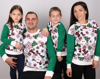 Christmas Family Sweaters, Green Matching Family Christmas Sweatshirts for Family Photoshoot, Family Xmas Sweaters, Family Holiday Sweaters