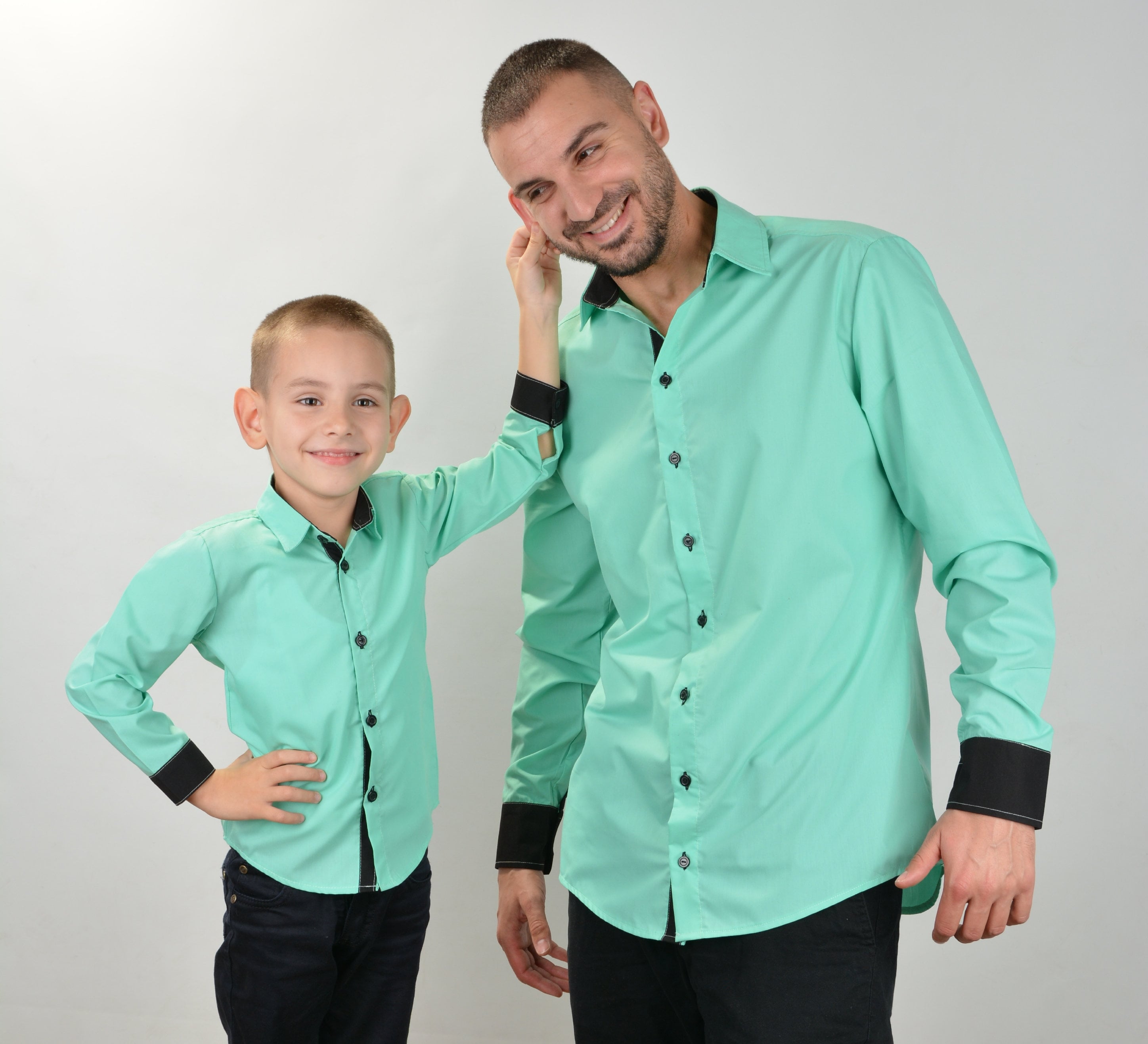 dad and son matching dress shirts