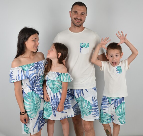 images Matching Hawaiian Shirts And Shorts matching hawaiian family outfit hawaiian shorts tshirts etsy