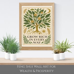 Feng Shui Wall Art for Wealth & Prosperity – 9 Printable Posters + Energy Guide | Boho, Modern, Classic Styles – Digital Download