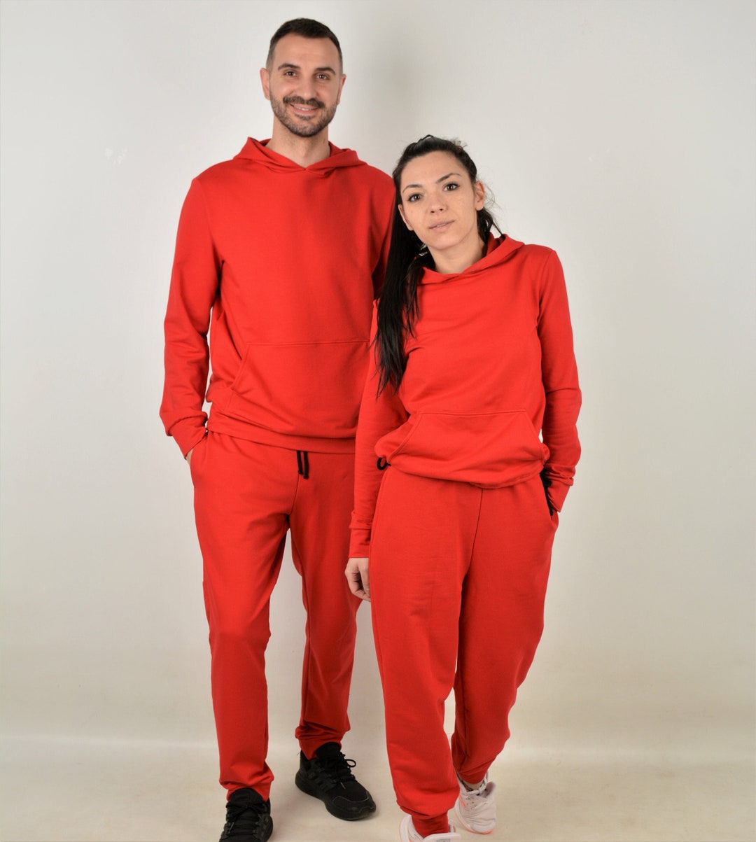 Matching Couple Red Sweatsuits, Couple Red Jogger Suits, His and Hers