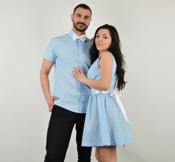 Matching Couple Outfits Sky Blue, Couple Formal Outfit, His and Hers Summer  Outfit, Outfit for Couple Photoshoot, His and Hers Blue Outfit -  Canada