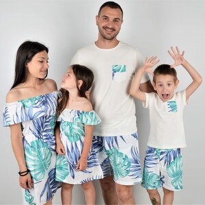 Matching Hawaiian Family Outfit, Hawaiian Shorts Tshirts, Tropical print, Family Matching Aloha Set, Hawaiian Dress, Matching Hawaii Tees