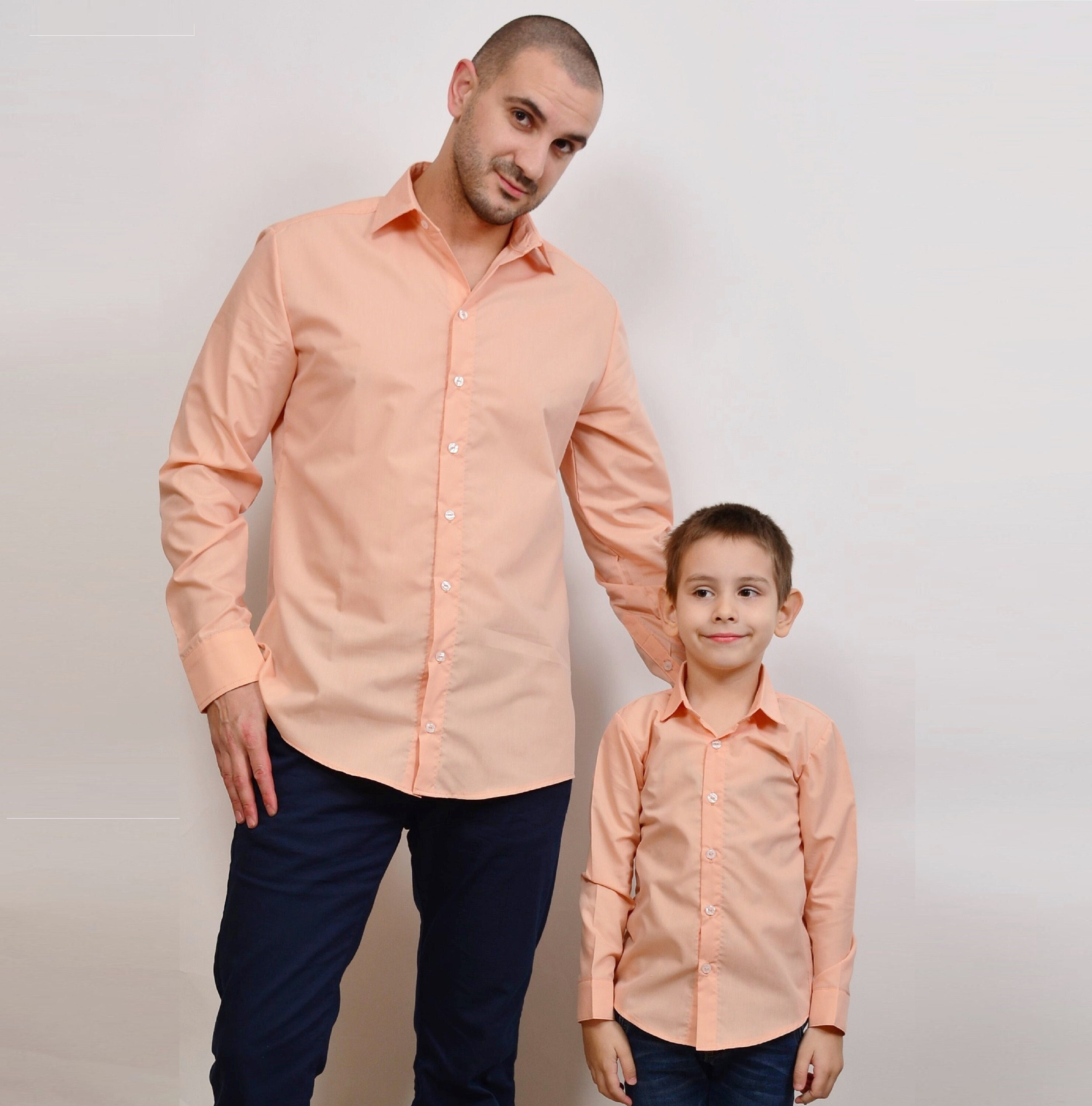 dad and son matching dress shirts