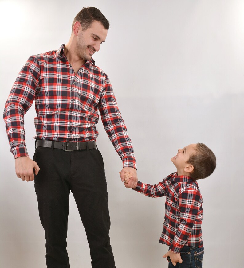 Matching Father Son Plaid Dress Shirts Father Son Daughter | Etsy