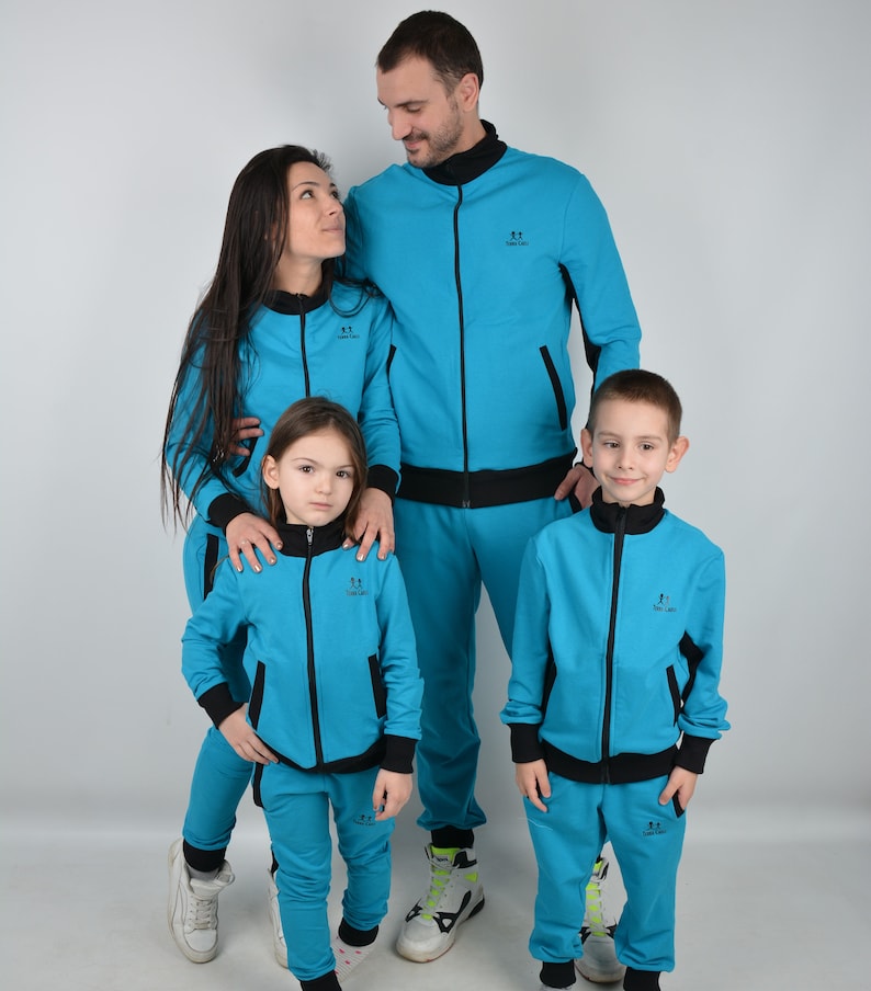 Matching Brother Sister Casual Outfit Boys Girls Blue Tracksuit Matching Siblings Outfit Kids Sweatsuit Joggers Swearshirt Baby Toddler