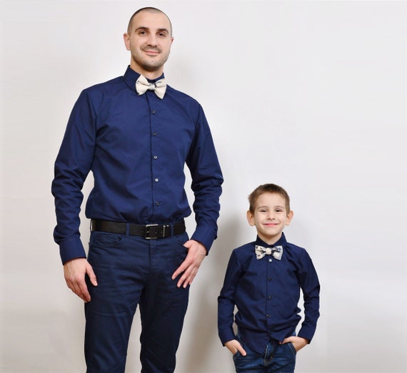 dad and son matching dress shirts