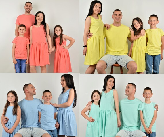 Vacation Daughter Outfits Etsy Matching Mother Summer Family Family Father Shirts, Matching Summer Petrol, Son Outfit, Solid Family - Dresses, Set,