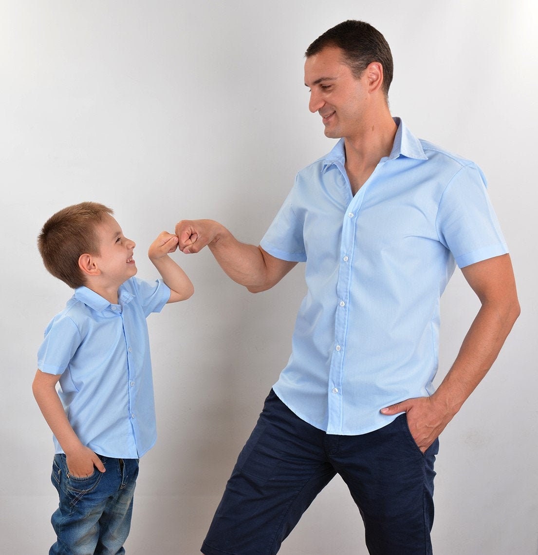 dad and son matching dress shirts