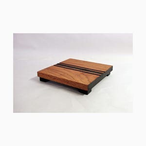 2182 Collectible display stand Cherry stain w/ black racing stripe - 7 inches long, 6 1/4 inches wide, 1 1/8 inches tall