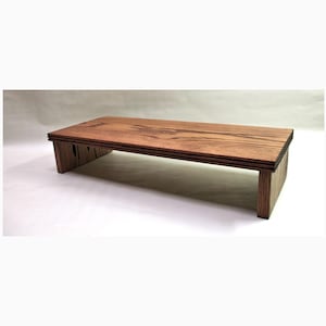 2140 Bonsai Stand Desk Riser 20L-8W-4H Dark Red Oak mahogany stain from Colorado