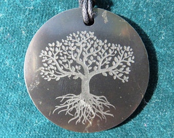 Carved Shungite Tree of Life Pendant: EMF Protection for children and adults