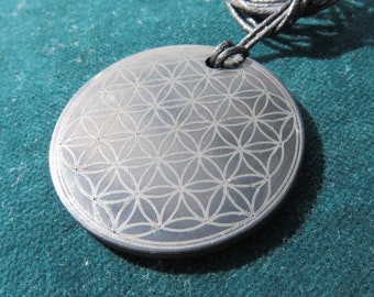 Real Shungite Flower of Life Pendant - wearable EMF Protection with Sacred Geometry