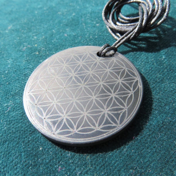 SHUNGITE Flower of Life Pendant, Tree of Life, YinYang, Donut Shield: EMF-Protection