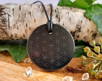 SHUNGITE Flower of Life Pendant, EMF Shield, EMF-Protection