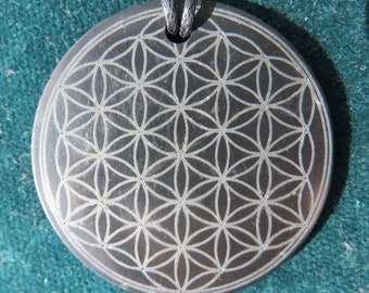 Real Shungite Flower of Life Pendant | Tree of Life | Yin Yang Black Stone Amulet | EMF Protection Necklace