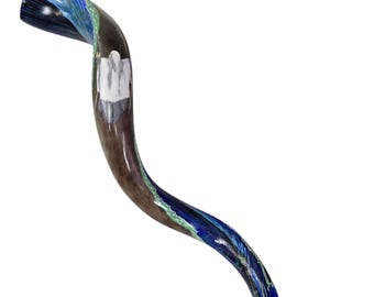 Hand Painted Kodu Shofar With the Crossing the Red Sea Motif + Bag