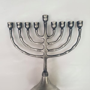 Piuter Small Compact Menorah for Hanokka