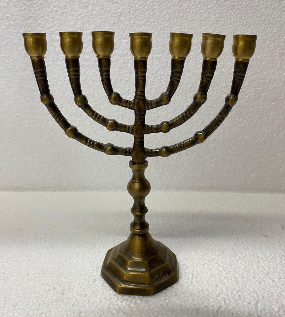Menorah Red Classic Brass Seven Branches Menorah + Red Strim Breaclet as Gift - Etsy