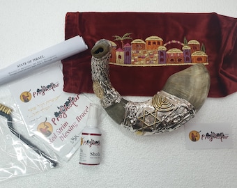 Silver Graftitin Symble Marino Shofar Set - The White Brand
