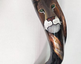 Hand-Painted Yemenite Kudu Shofar "The Lion of Judah "