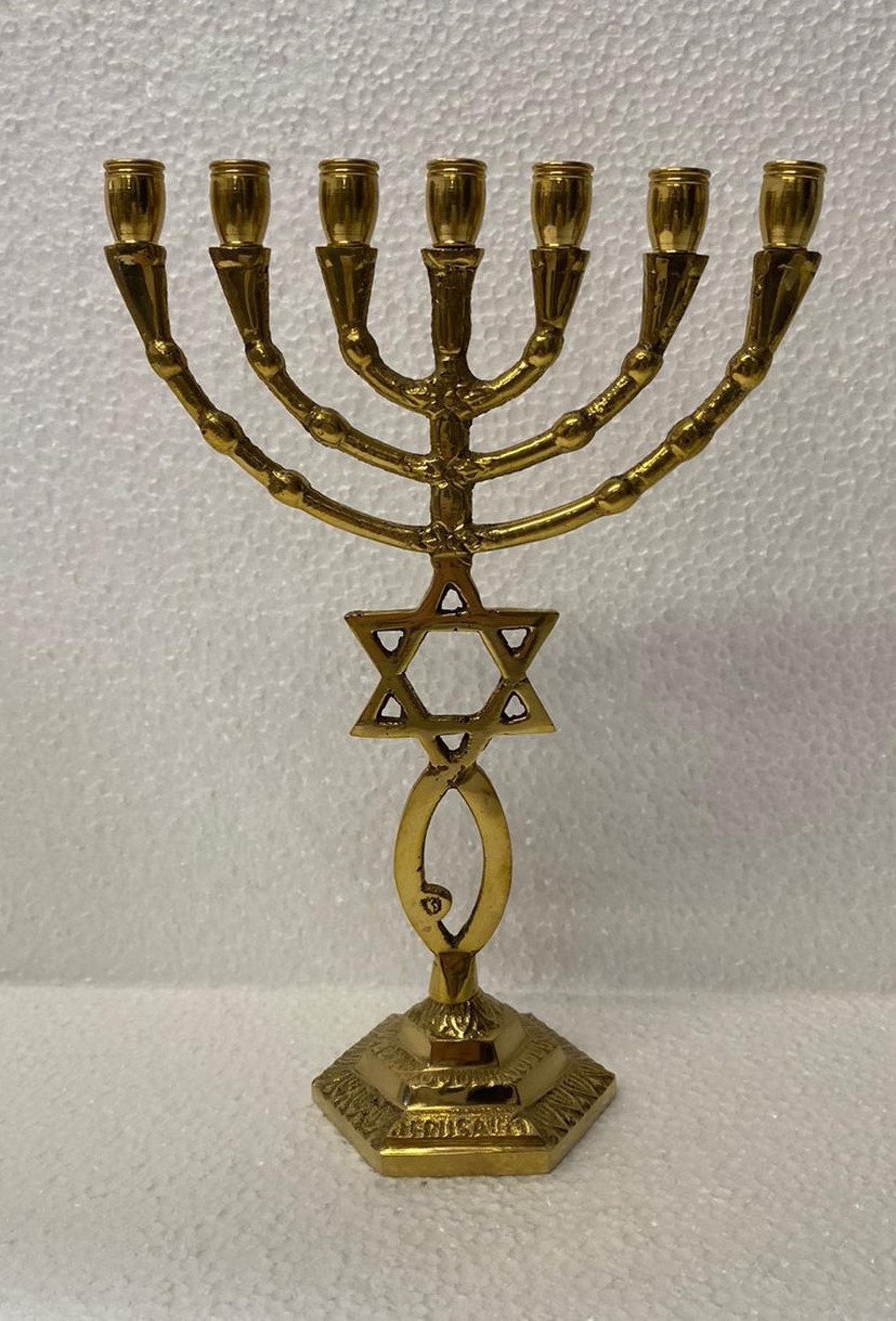 Brass Seven Branches Menorah From Israelgrftitin Model Red Etsy
