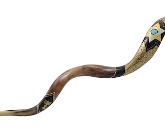 Hand-Painted Yemenite Kudu Shofar " Magen David"