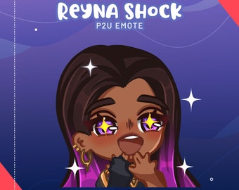 Reyna Valorant inspired shock excited emote streamer twitch stream emotes youtube discord Discord emote Twitch emote Chibi emote