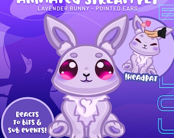 Interactive Lavender Bunny Twitch Stream Pet Overlay