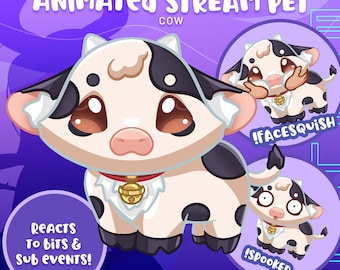 Superposición interactiva de mascota para transmisión de Twitch con vaca