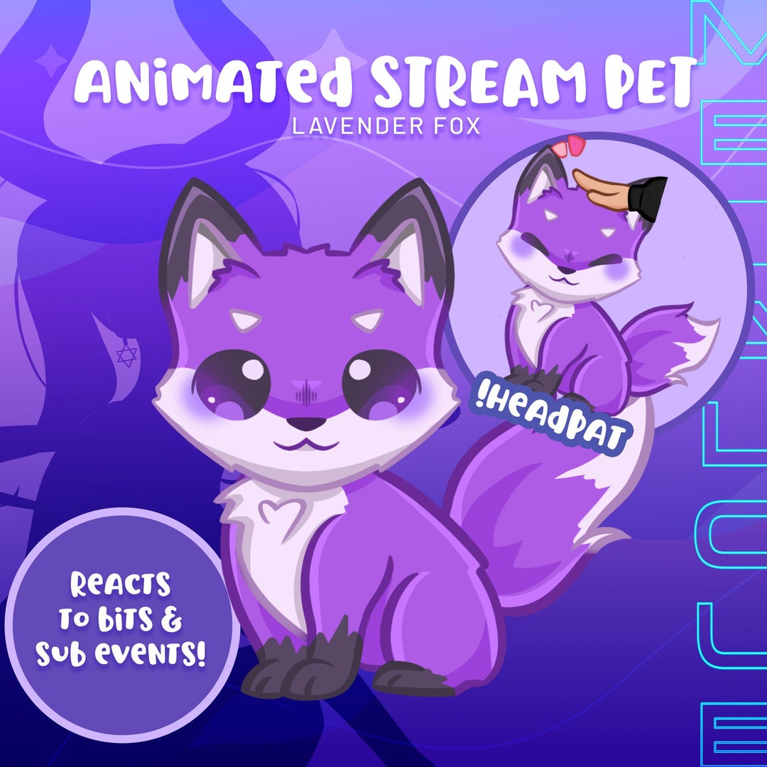 Fox Animated Stream Pet Lavender Greets Chatters Reacts to Etsy
