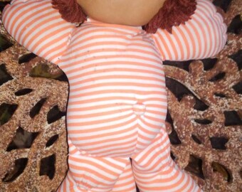 Vintage 1980's Orange and White Striped Brown Koosa Cat Cabbage Patch Doll