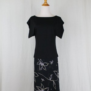 CHACOK Paris Two Piece Skirt and Top Set Ensemble Dress Ankle Length Wrap Skirt Made in France T-1 us 2