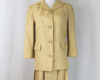 HARRODS Union Made Vintage Silk Suit Pleated Skirt Ensemble Size XS 0