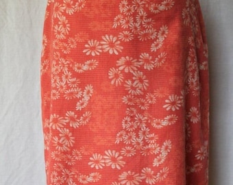 Vintage Banana Republic Orange Block Print Lined Cotton Blend Skirt 2 XS