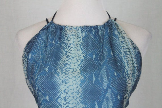 Y2K Blue Python Print Halter Dress - Max Studio B… - image 5