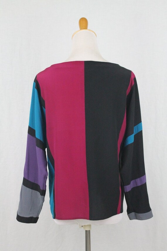 Vintage Jack Mulqueen Silk Dolman Sleeve Colorblo… - image 4