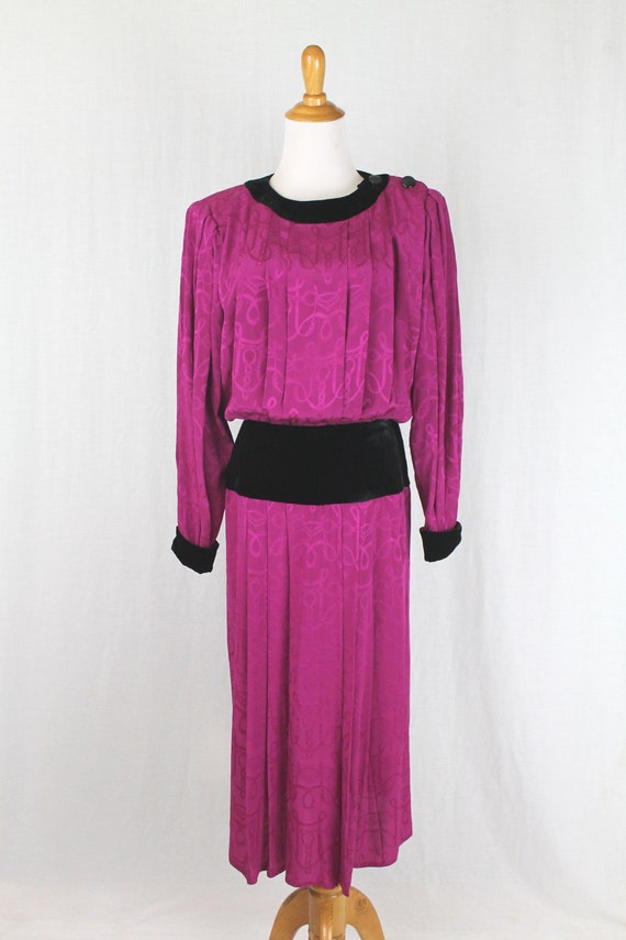 St. Gillian Magenta Pleated Jacquard Silk with si… - image 2