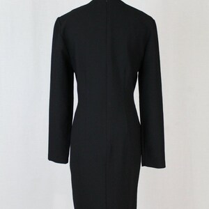 Vintage LAURA ASHLEY Black Wool Long Sleeved Sheath Dress Made in England USA Sz 4 image 5