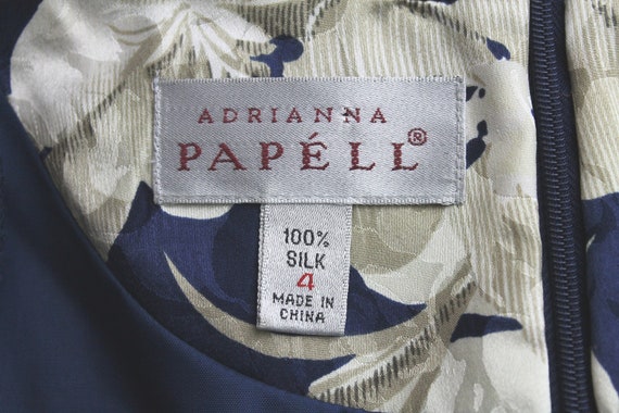 Vintage Adrianna Papell Blue Floral Silk Peplum S… - image 10