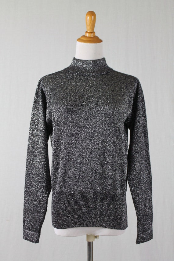 Vintage black Merino Wool Sweater with Metallic Go