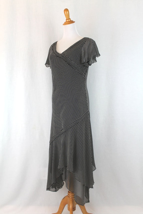 Vintage Adrianna Papell Black & White Polka Dot S… - image 3