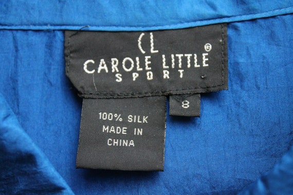 Vintage Carole Little Beaded Turquoise Blue Silk … - image 9