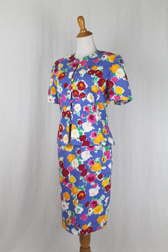 Vintage Adrianna Papell Cotton Floral Floral Prin… - image 3