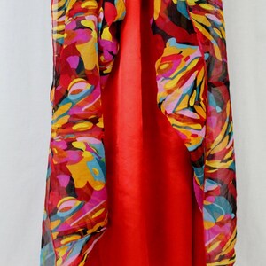 Vintage Adrianna Papell Long Chiffon Maxi Gown Red Multi colored Jeweled Halter Dress 6 image 9