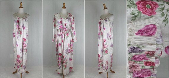 Vintage Mary McFadden Rose Print Nightgown and Kim