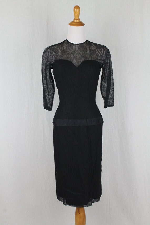 LEE CLAIRE New York Vintage 1950s Black Silk Chan… - image 2