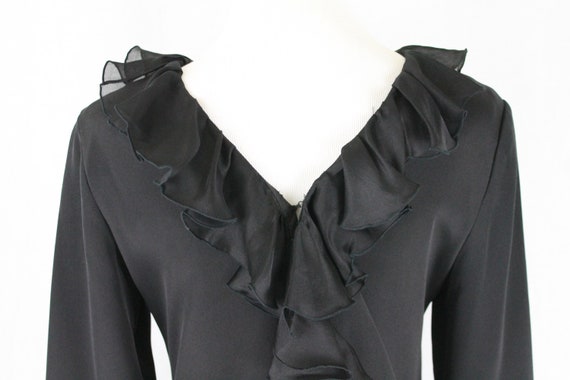 Vintage DAVID HAYES Ruffled Black Silk Shift Dres… - image 7