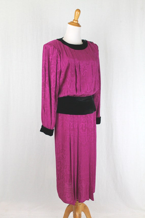 St. Gillian Magenta Pleated Jacquard Silk with si… - image 4